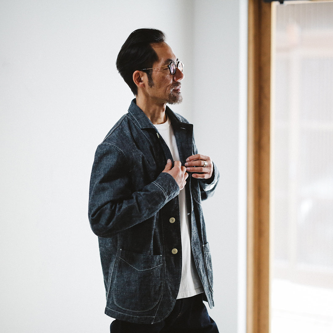 【即日発送】OKAYAMA Fabric Col. / 8.5oz Linen Blend Chambray Jacket