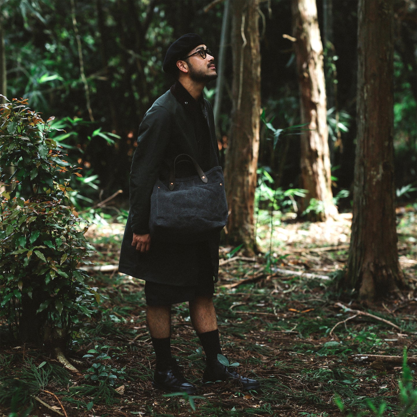 Natural Dye Col. / 15.2oz Heavy weight / Leather Handle Tote