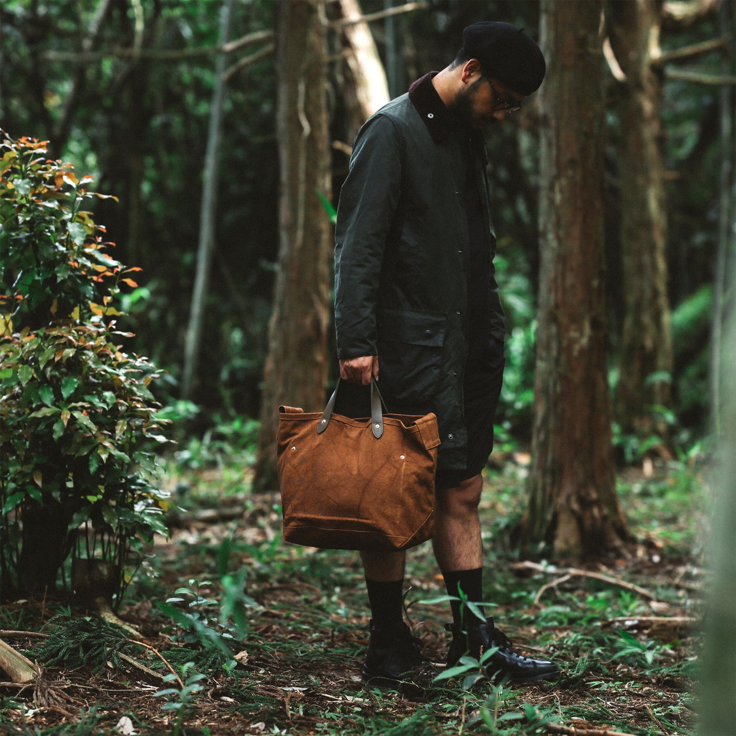 Natural Dye Col. / 15.2oz Heavy weight / Leather Handle Tote