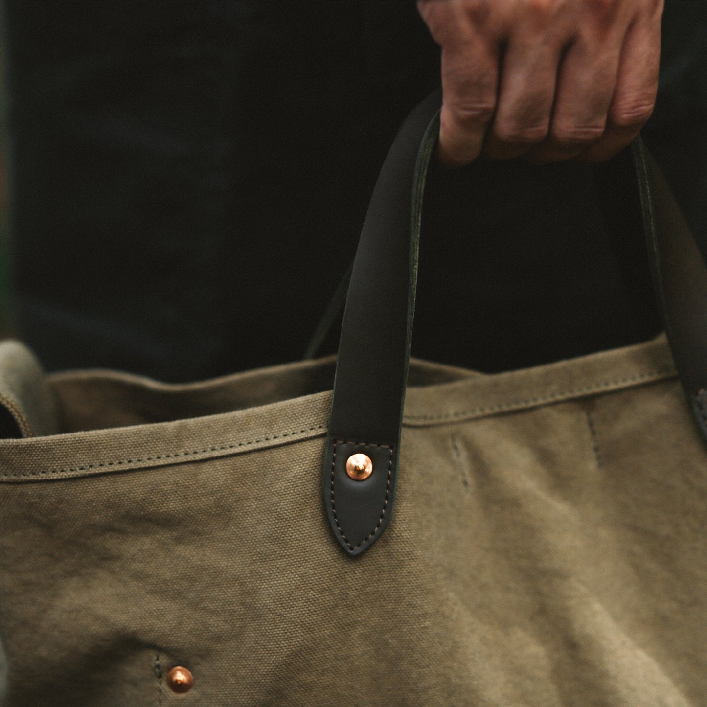 Natural Dye Col. / 15.2oz Heavy weight / Leather Handle Tote