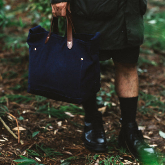 Natural Dye Col. / 15.2oz Heavy weight / Leather Handle Tote