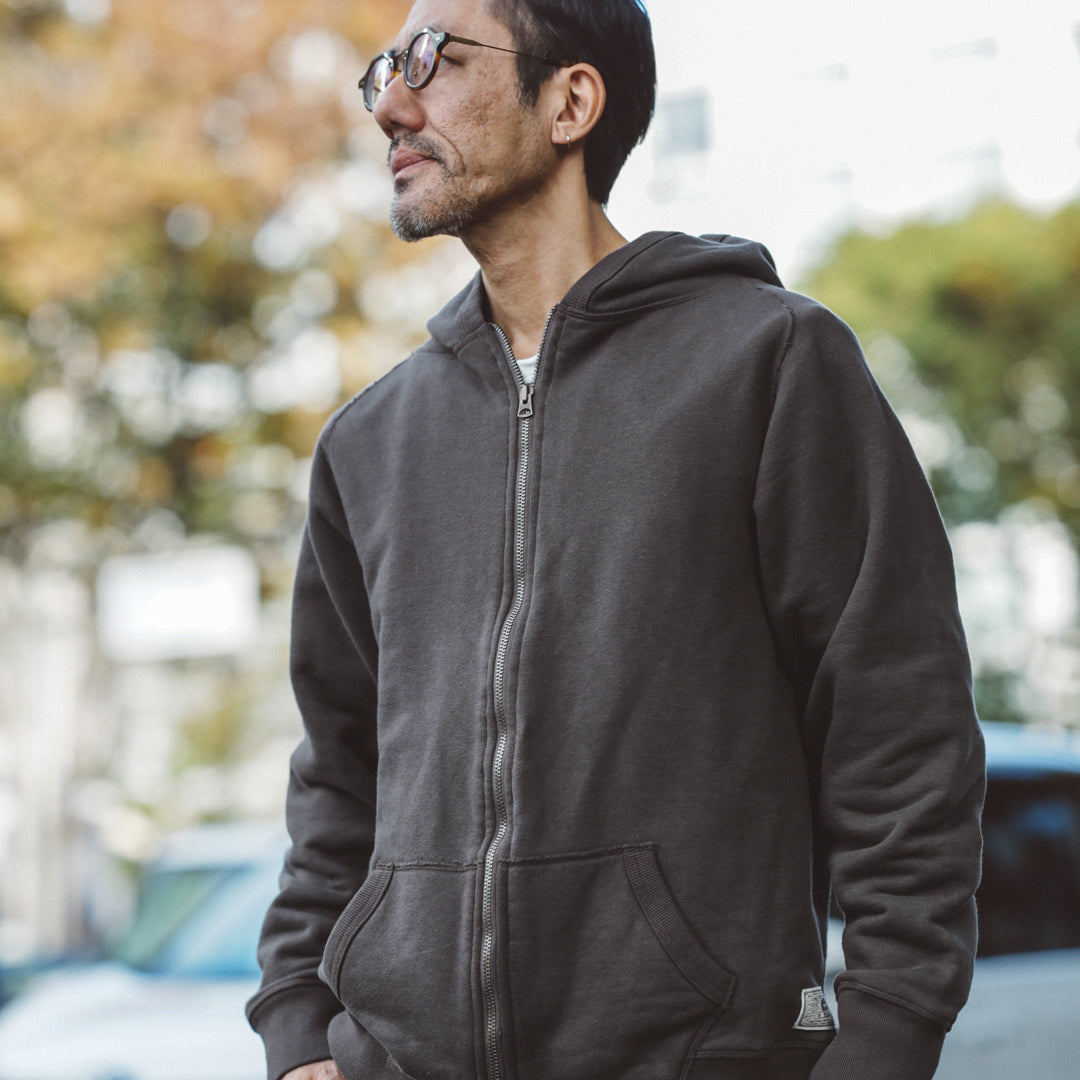 Exclusive Col. / 12oz Wakayama " Tsuri-Ami " W Zip-Up Hoodie / Garment Dye