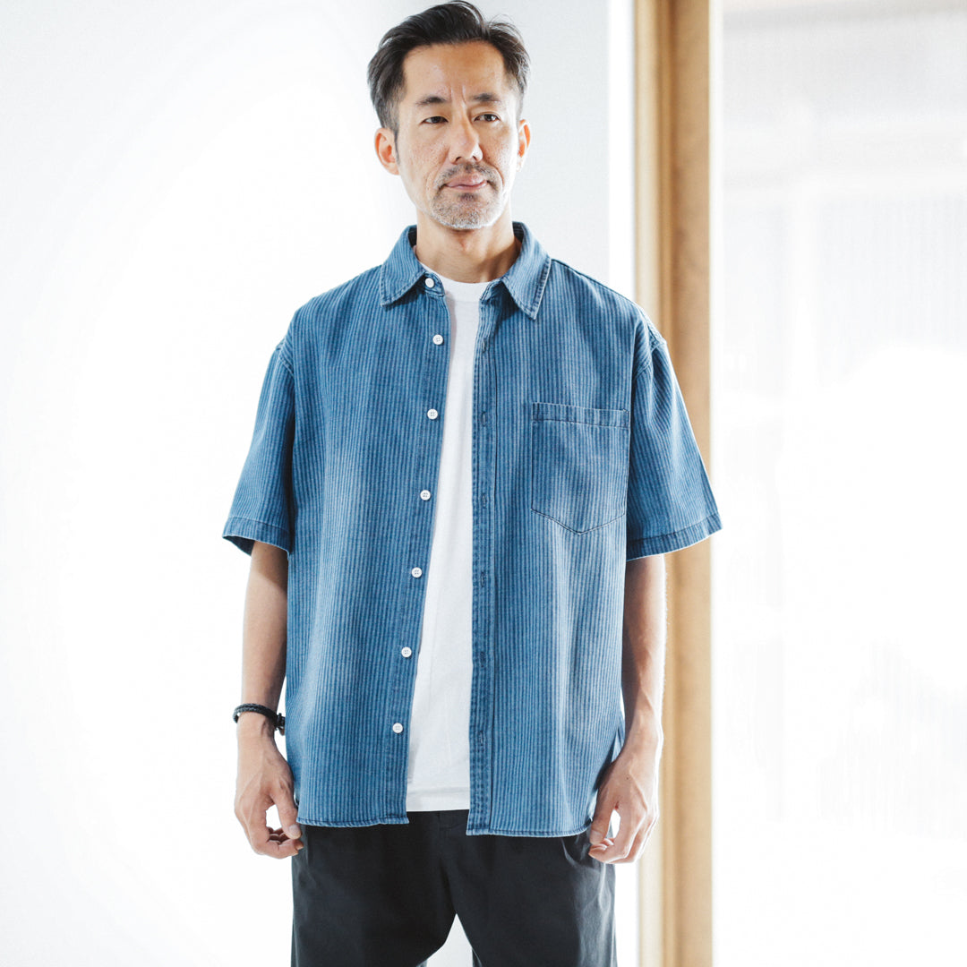 Classic Col. / Washed Denim Striped Shirt S/S