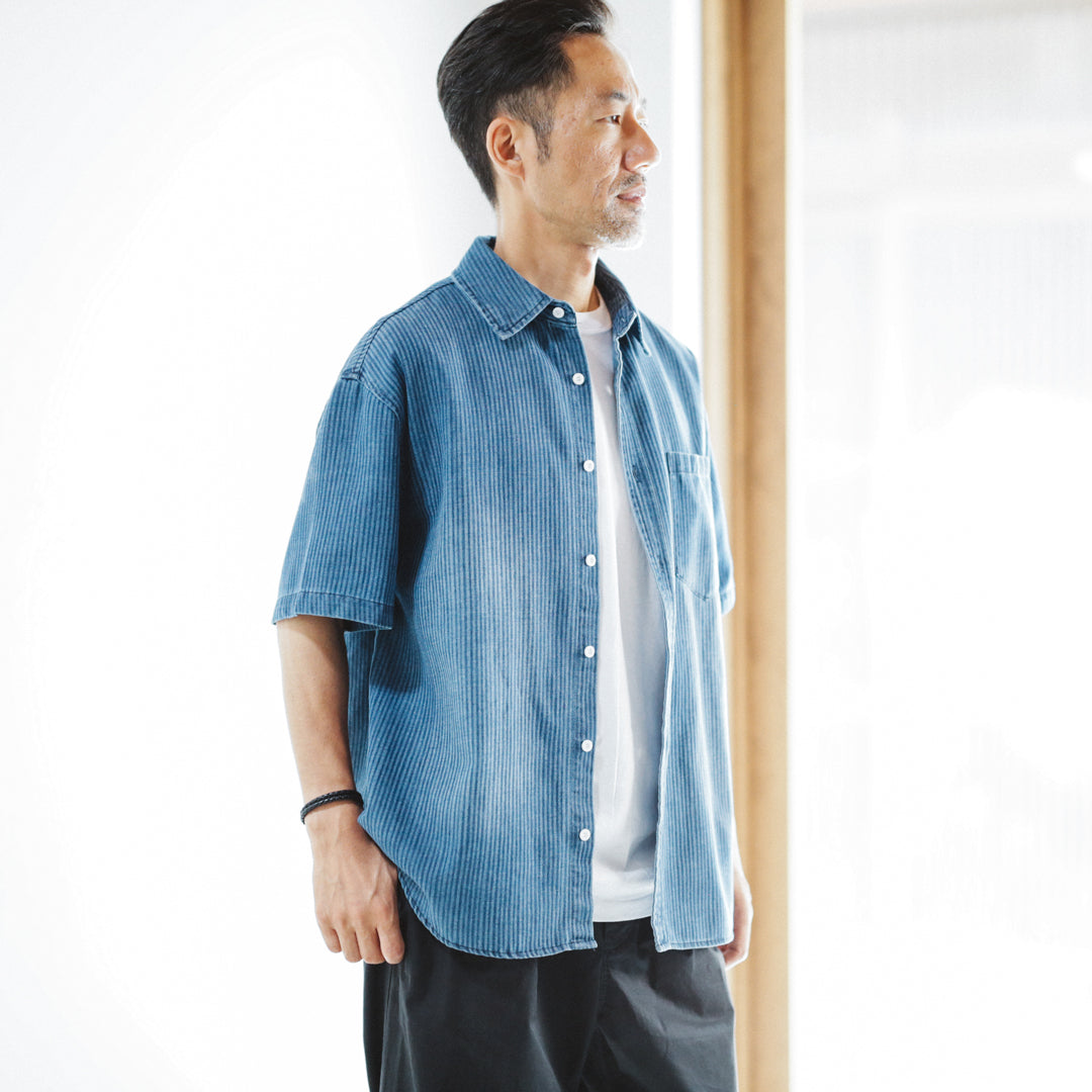 Classic Col. / Washed Denim Striped Shirt S/S