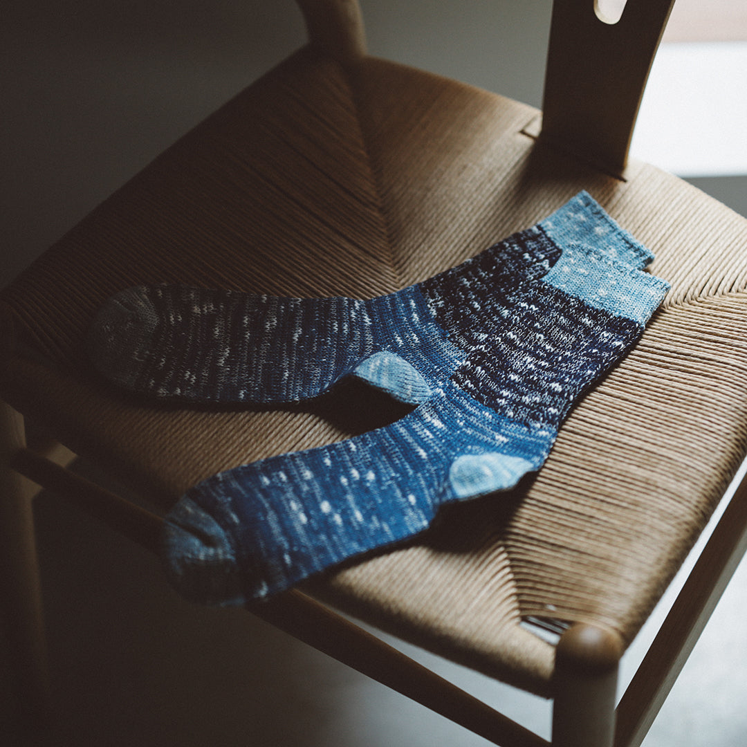 Indigo Dye Col. / Low gauge Socks #02