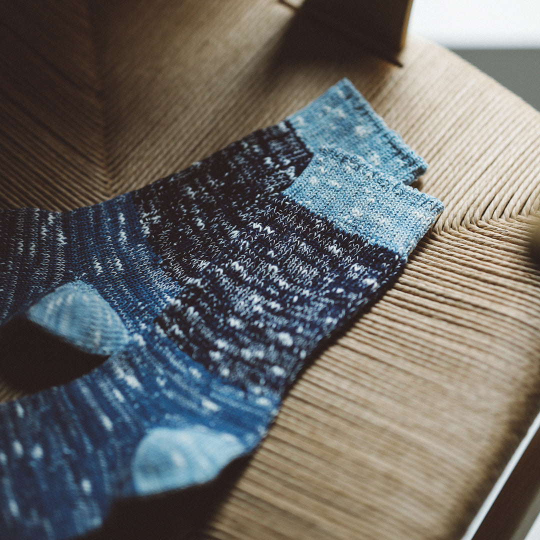 Indigo Dye Col. / Low gauge Socks #02