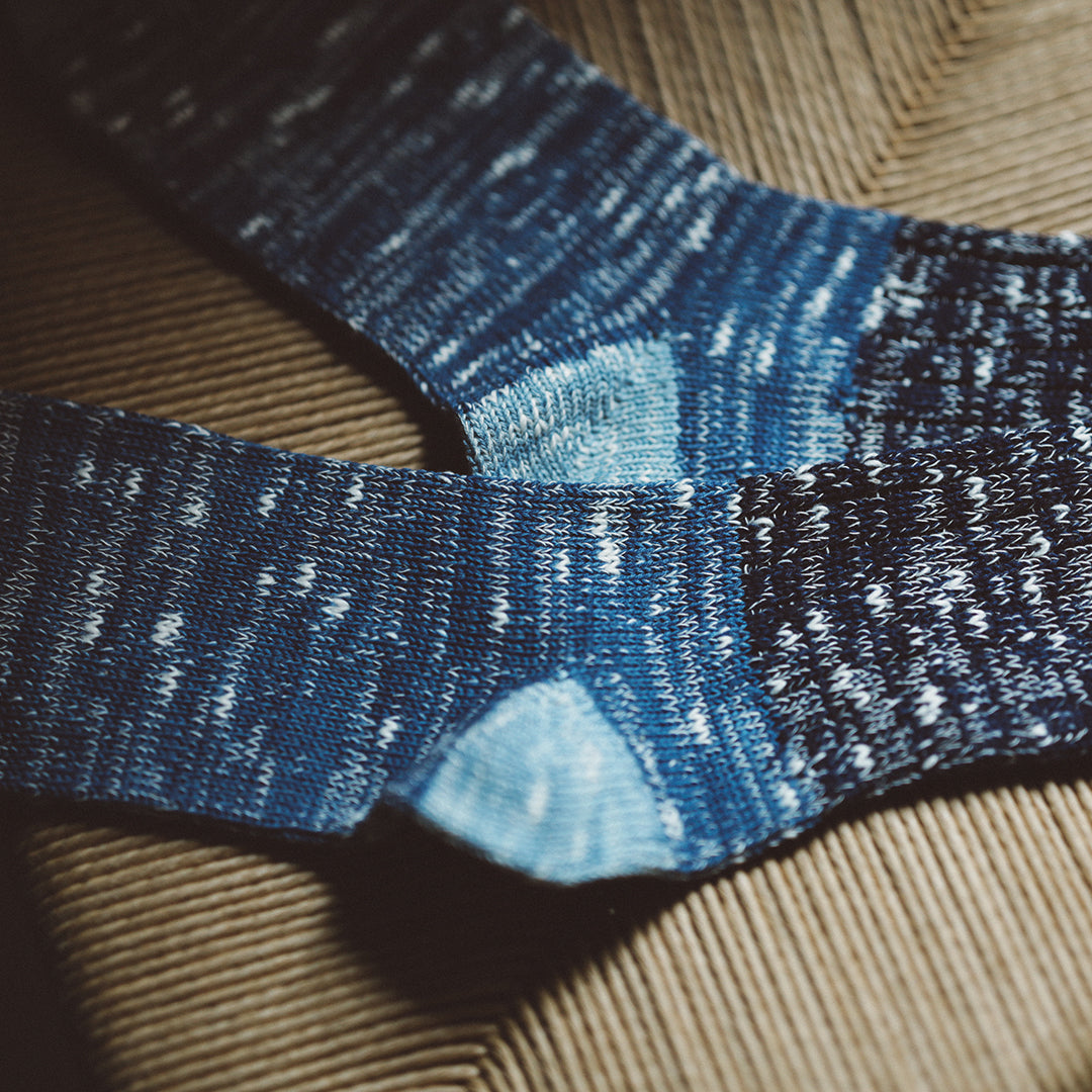 Indigo Dye Col. / Low gauge Socks #02