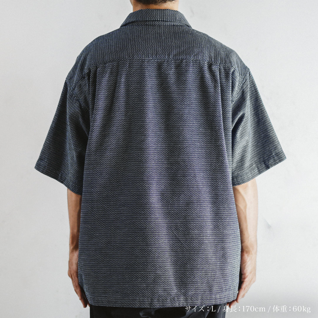 Limited Edition Col. / 7.1oz Okayama Sashiko Indigo Open Collar Shirt