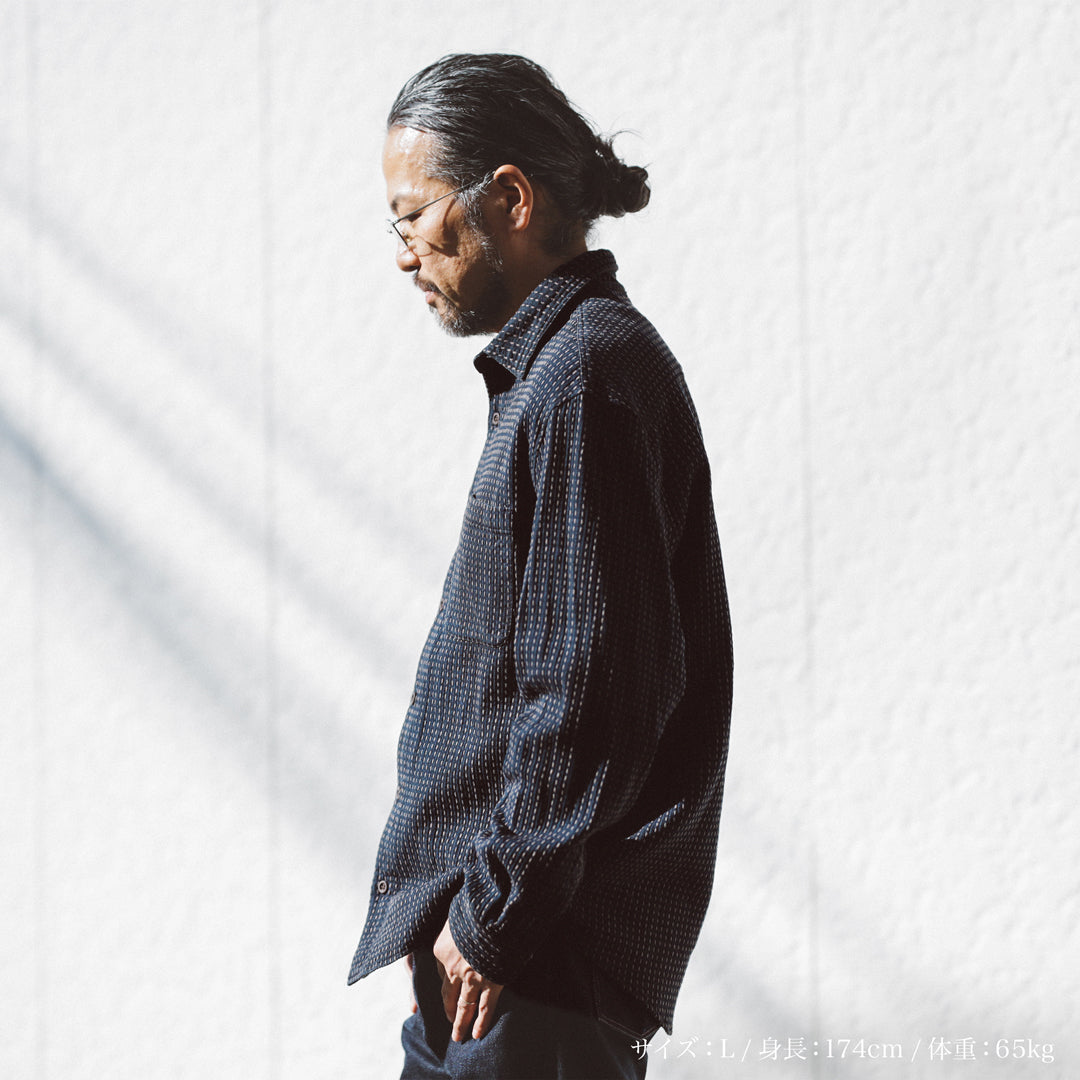 Limited Edition Col. / 8.5oz "Amami Doro-Zome" Sashiko Regular Collar Shirt