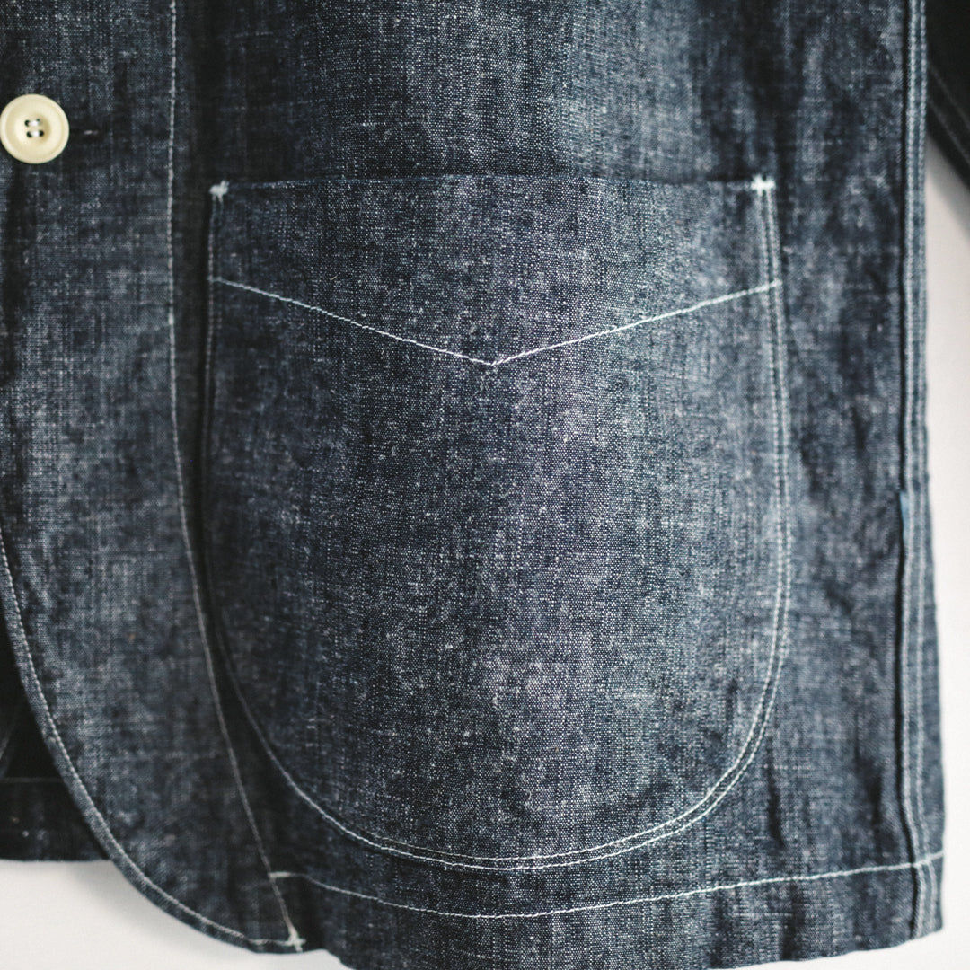 【即日発送】OKAYAMA Fabric Col. / 8.5oz Linen Blend Chambray Jacket