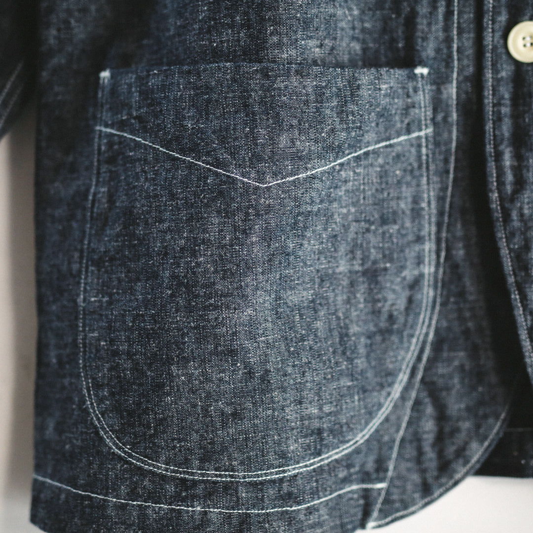 【即日発送】OKAYAMA Fabric Col. / 8.5oz Linen Blend Chambray Jacket