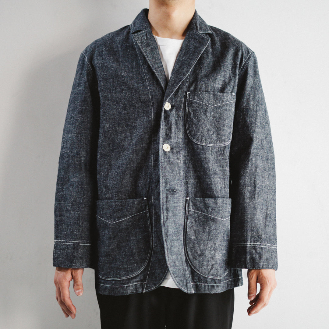 【即日発送】OKAYAMA Fabric Col. / 8.5oz Linen Blend Chambray Jacket