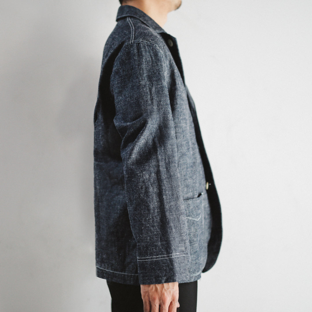 【即日発送】OKAYAMA Fabric Col. / 8.5oz Linen Blend Chambray Jacket