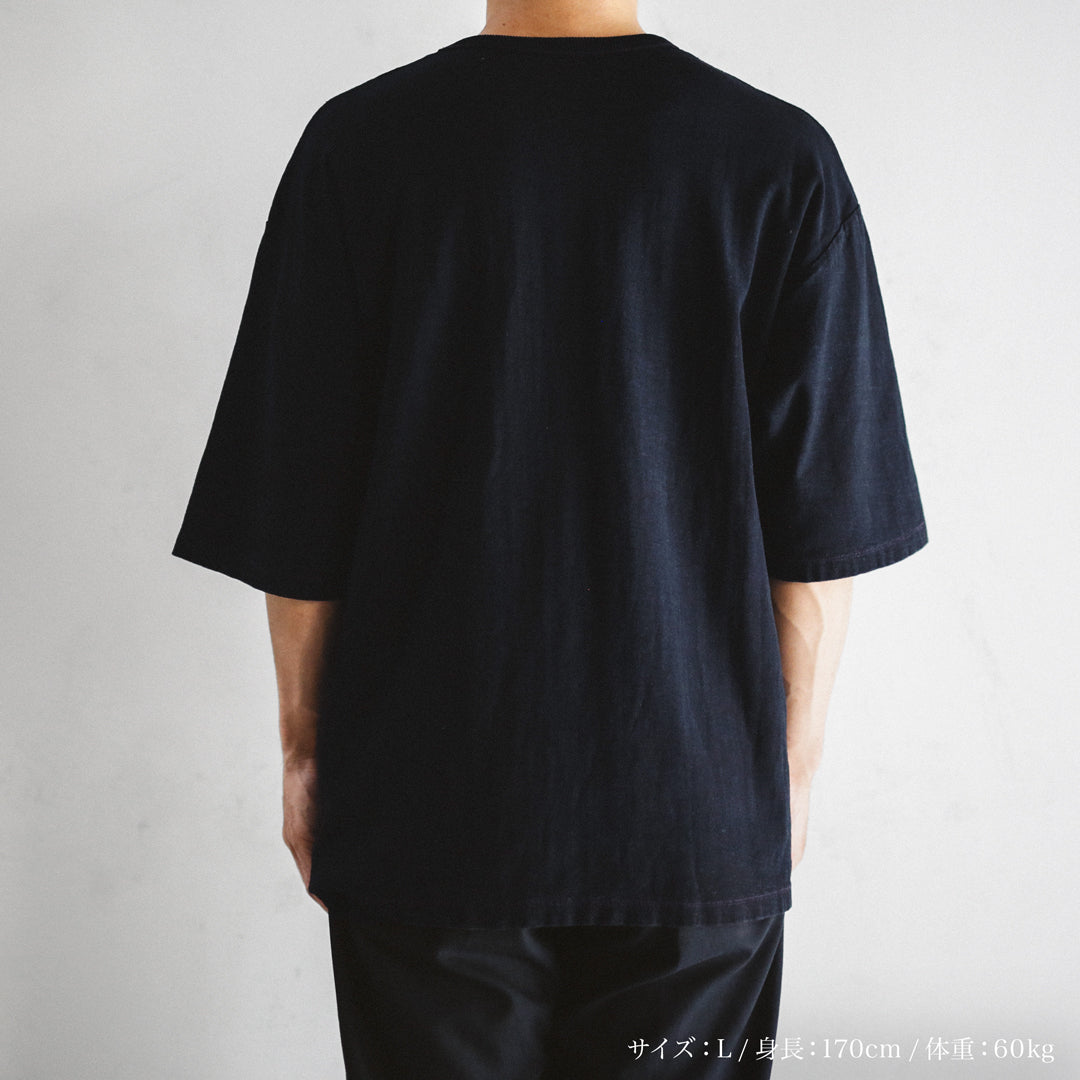 Limited Edition Col. / 10oz " Amami Doro-Zome " Back Side Indigo Over Size T-shirt