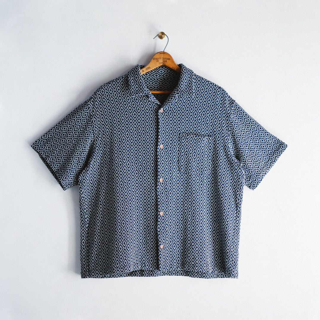 【アウトレット】Indigo Dye Col. / Sashiko Open Collar Shirt