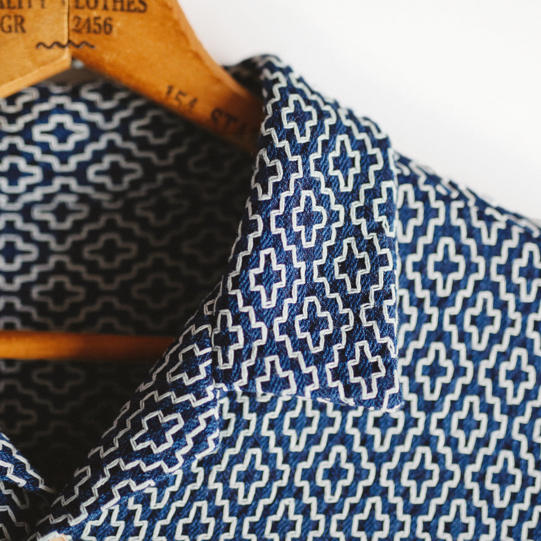 【アウトレット】Indigo Dye Col. / Sashiko Open Collar Shirt