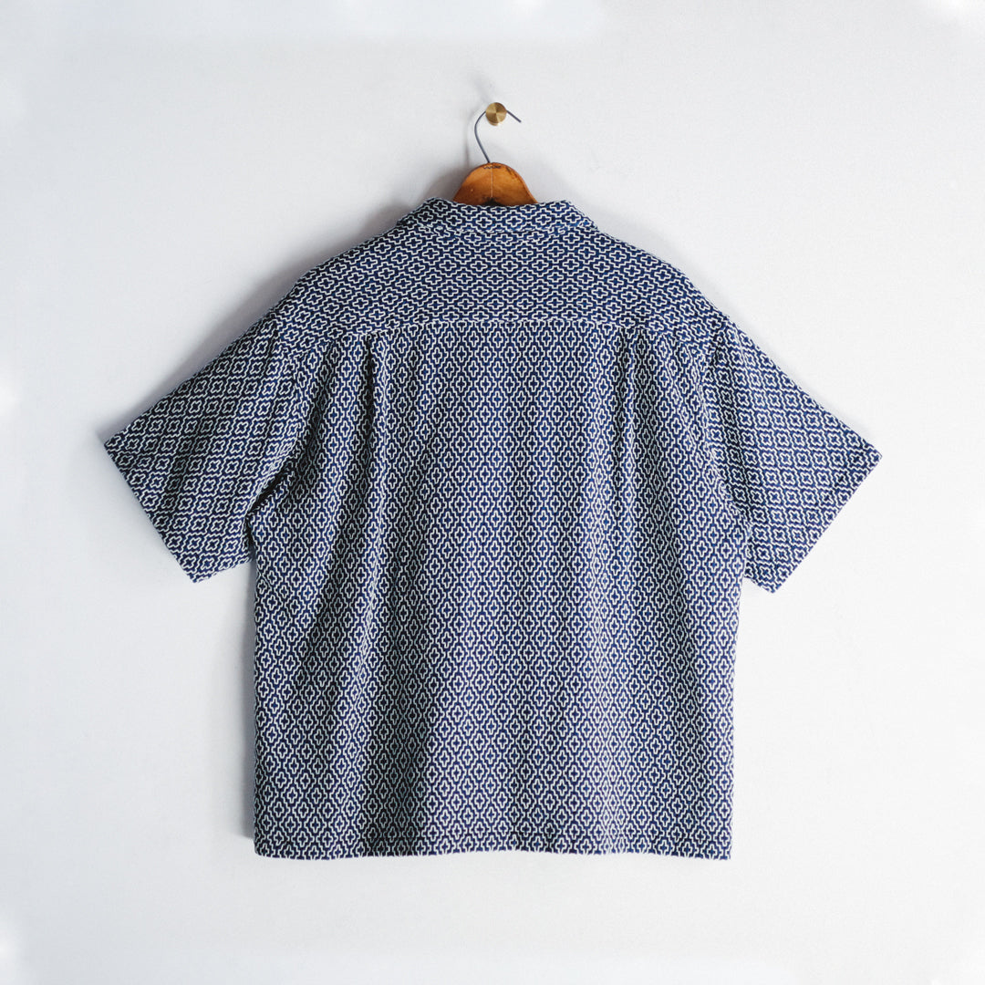 【アウトレット】Indigo Dye Col. / Sashiko Open Collar Shirt