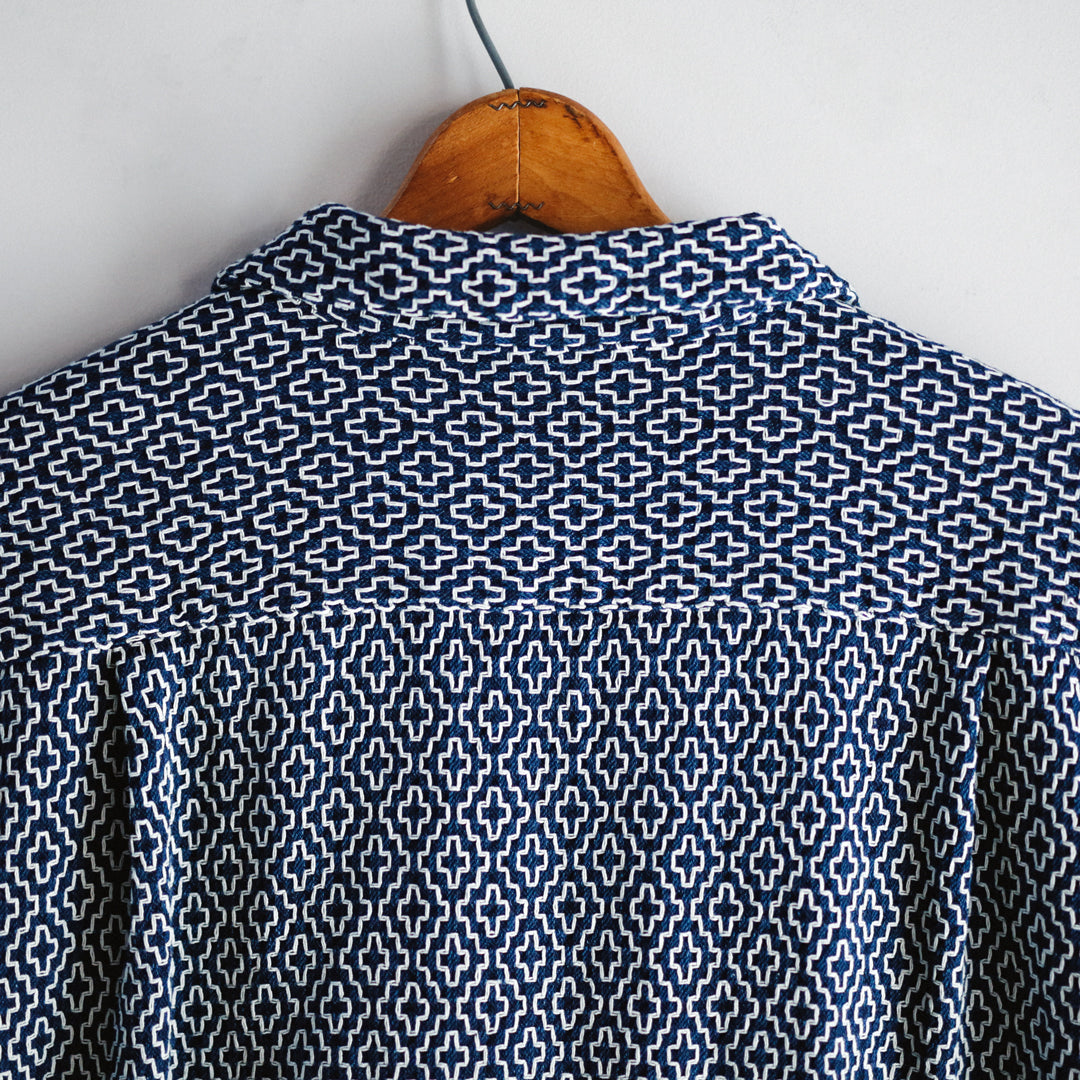 【アウトレット】Indigo Dye Col. / Sashiko Open Collar Shirt