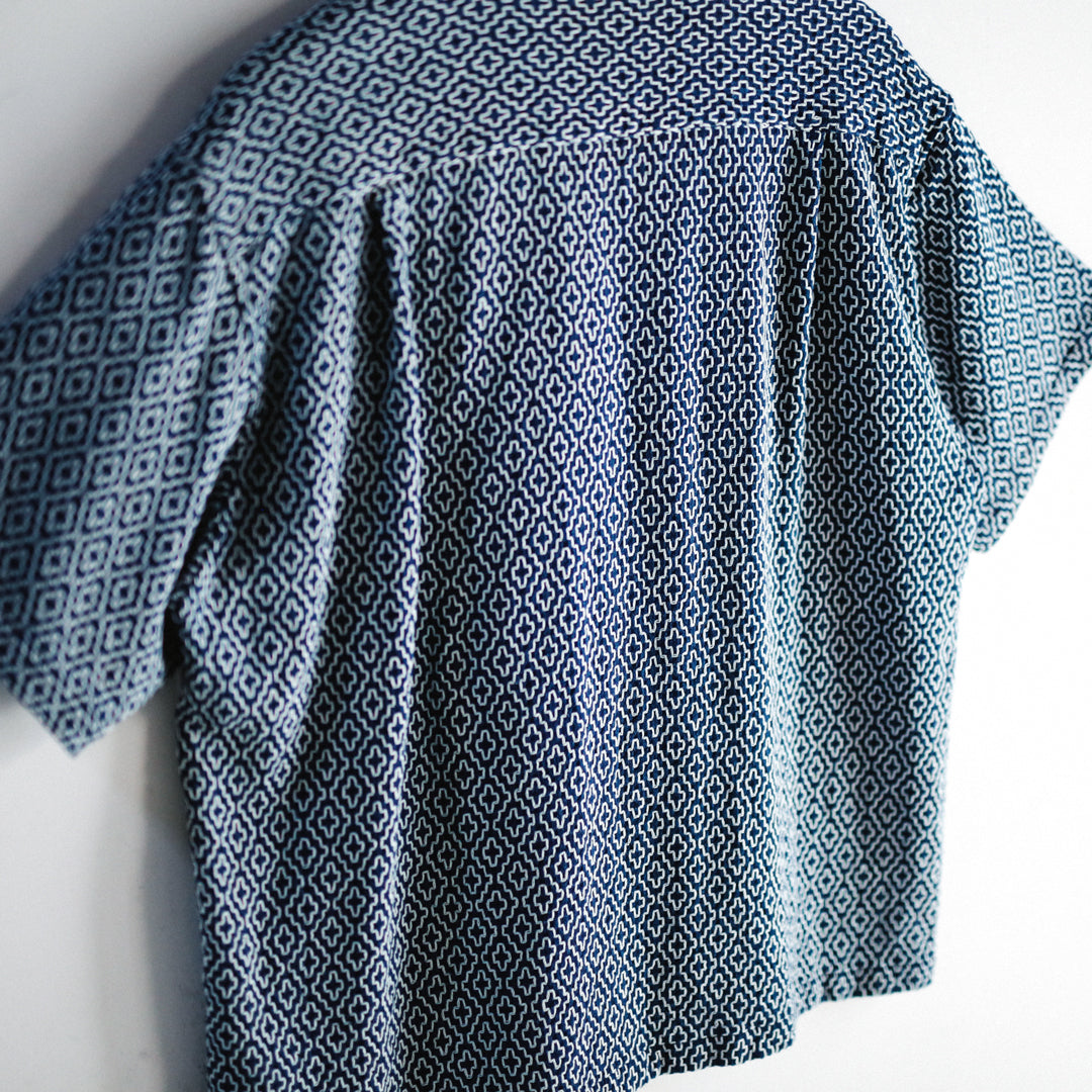 【アウトレット】Indigo Dye Col. / Sashiko Open Collar Shirt