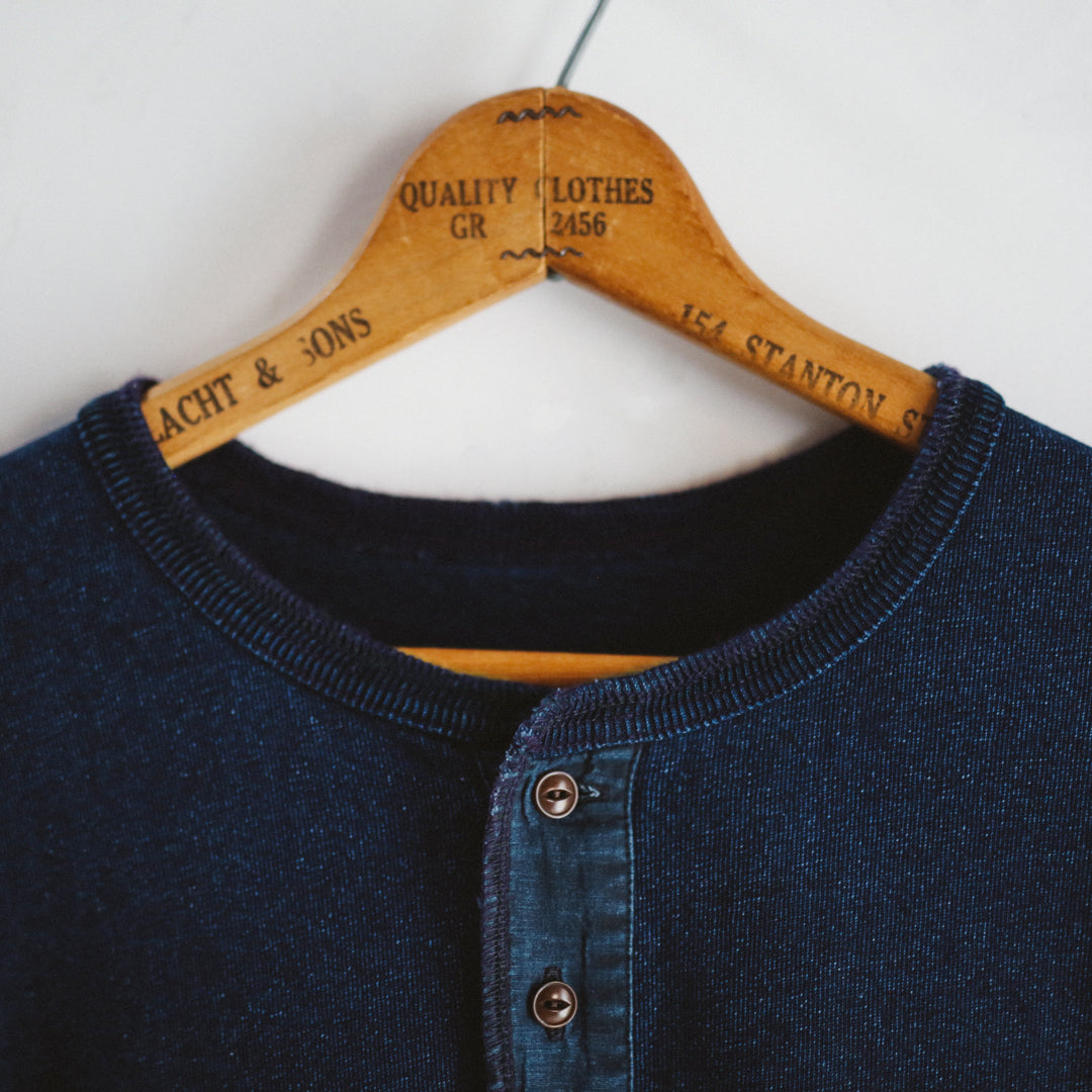 Limited Edition Col. / 10oz Indigo Dyed Henley Neck T-Shirt