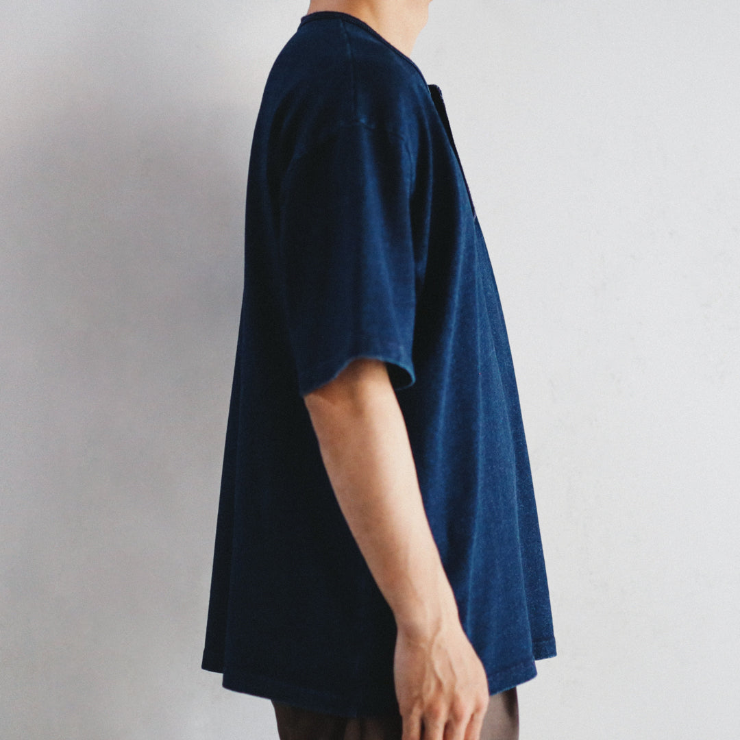 Limited Edition Col. / 10oz Indigo Dyed Henley Neck T-Shirt