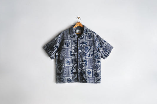 告知：Okayama Indigo " Bandana Jacquard " Open Collar Shirt