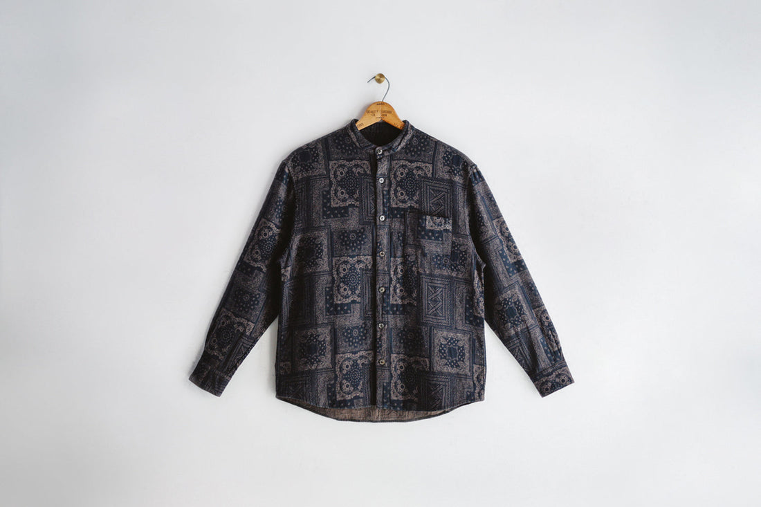 告知：" Amami Doro-Zome " Bandana Jacquard Band Collar Shirt