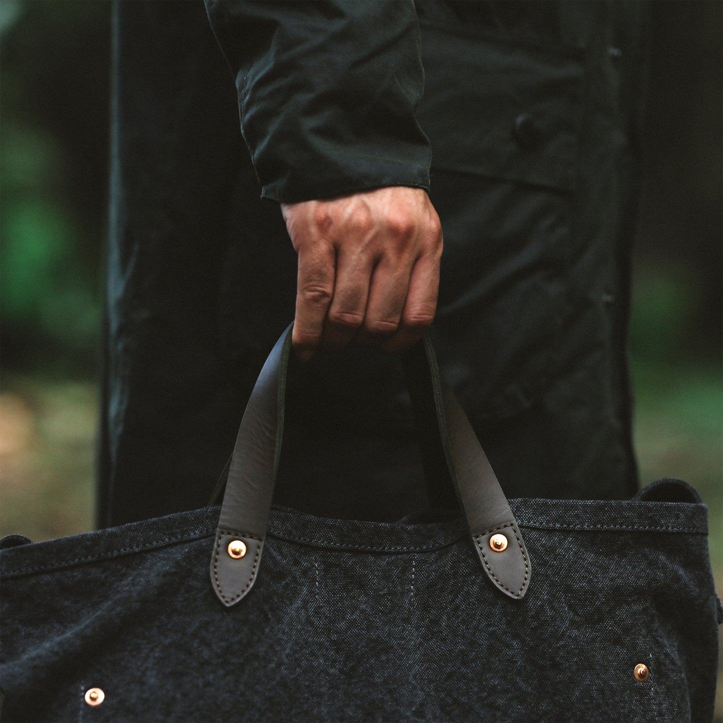 Natural Dye Col. / 15.2oz Heavy weight / Leather Handle Tote