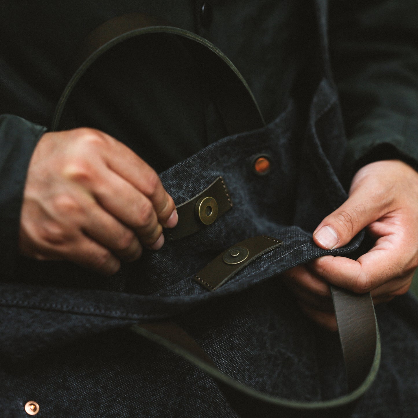 Natural Dye Col. / 15.2oz Heavy weight / Leather Handle Tote