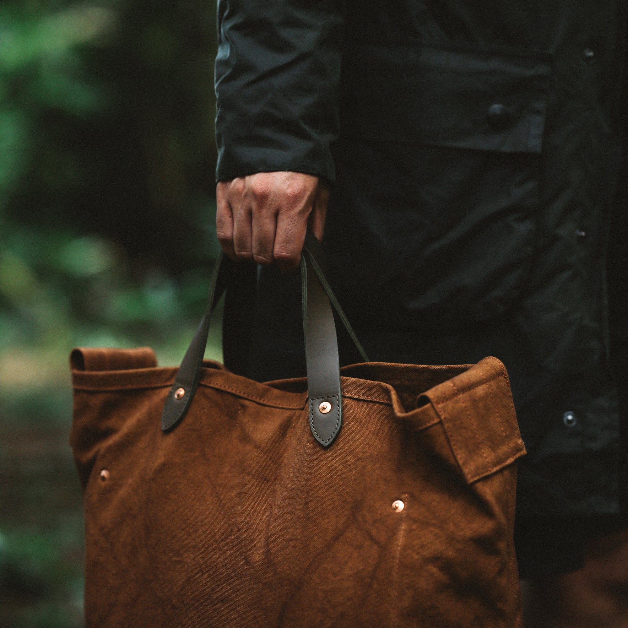 Natural Dye Col. / 15.2oz Heavy weight / Leather Handle Tote