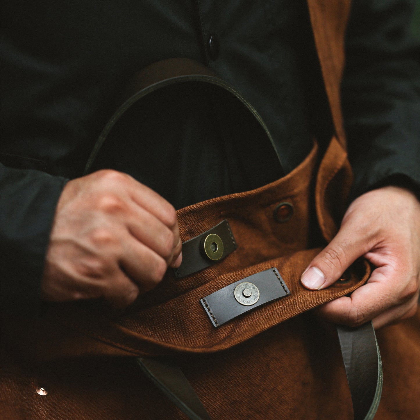 Natural Dye Col. / 15.2oz Heavy weight / Leather Handle Tote