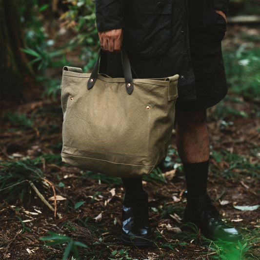 Natural Dye Col. / 15.2oz Heavy weight / Leather Handle Tote