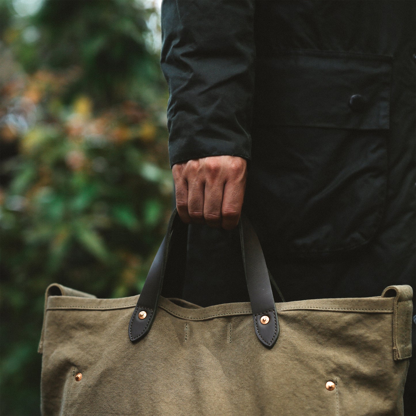 Natural Dye Col. / 15.2oz Heavy weight / Leather Handle Tote