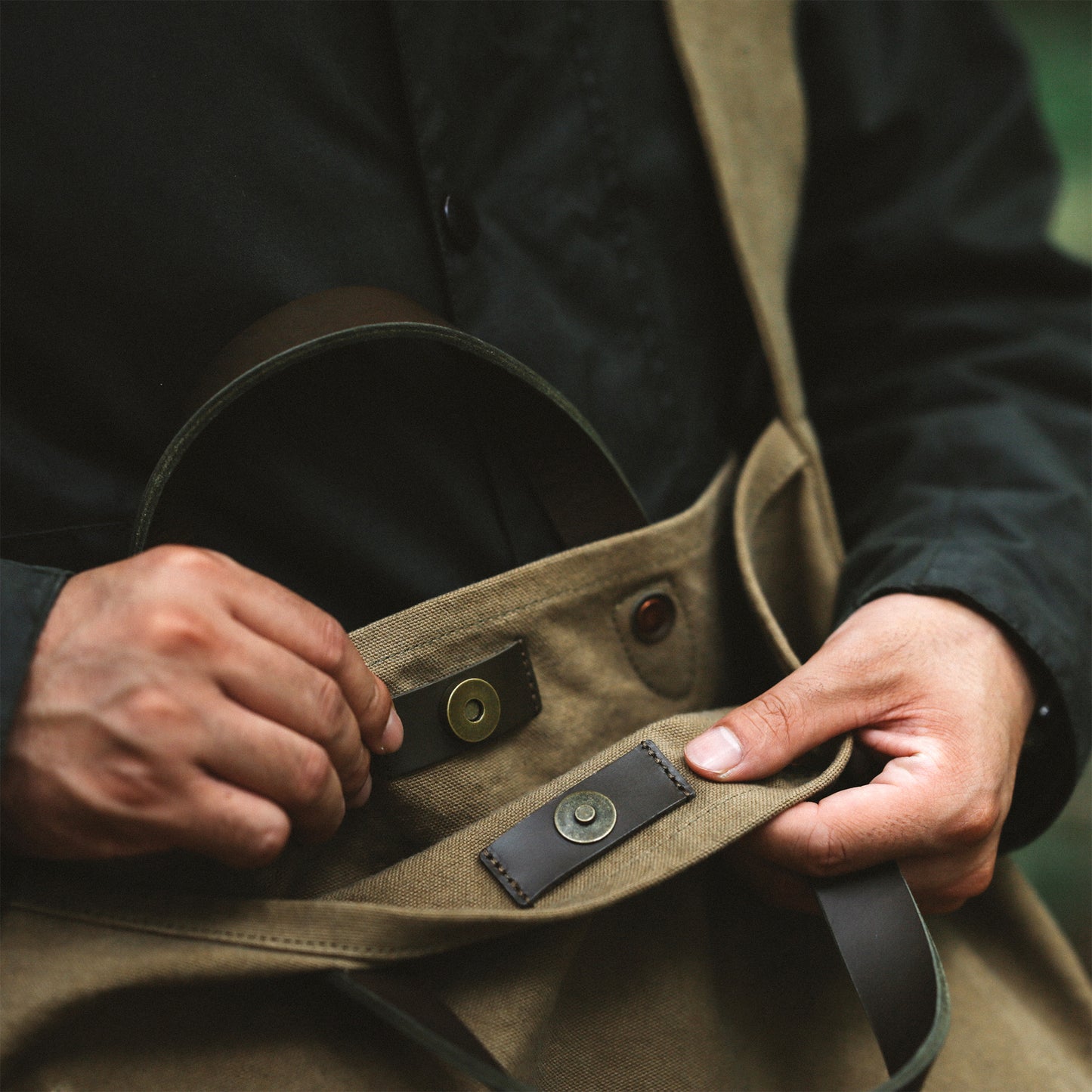 Natural Dye Col. / 15.2oz Heavy weight / Leather Handle Tote