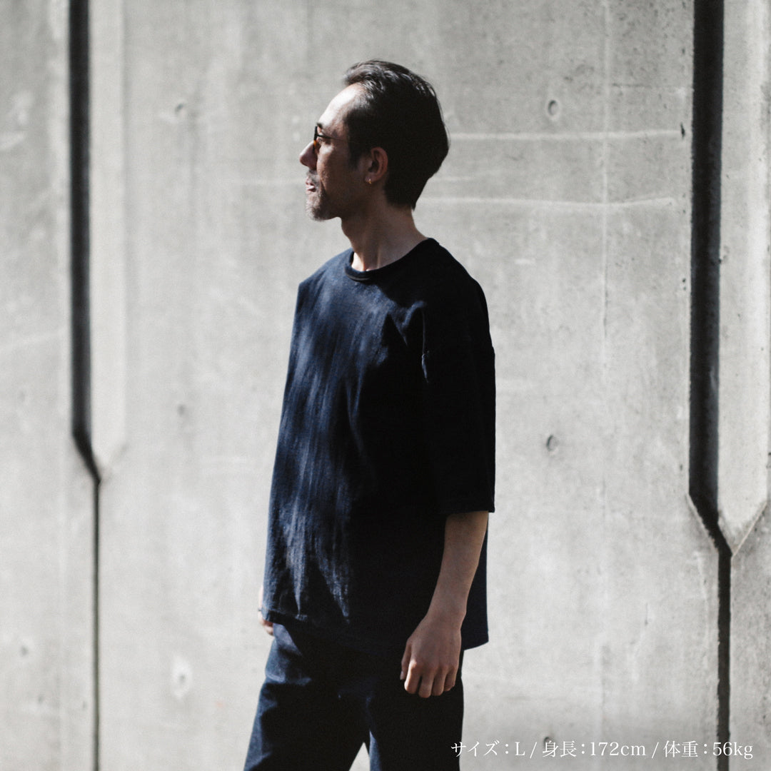 Limited Edition Col. / 10oz " Amami Doro-Zome " Back Side Indigo Over Size T-shirt