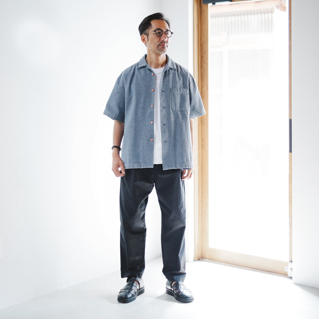 Limited Edition Col. / Back Side Indigo Jacquard Open Collar Shirt