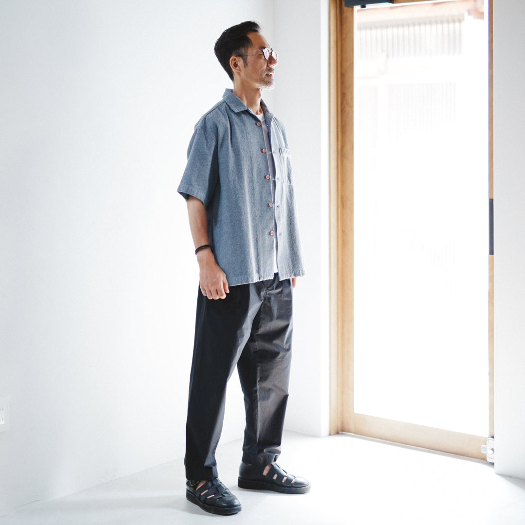 Limited Edition Col. / Back Side Indigo Jacquard Open Collar Shirt