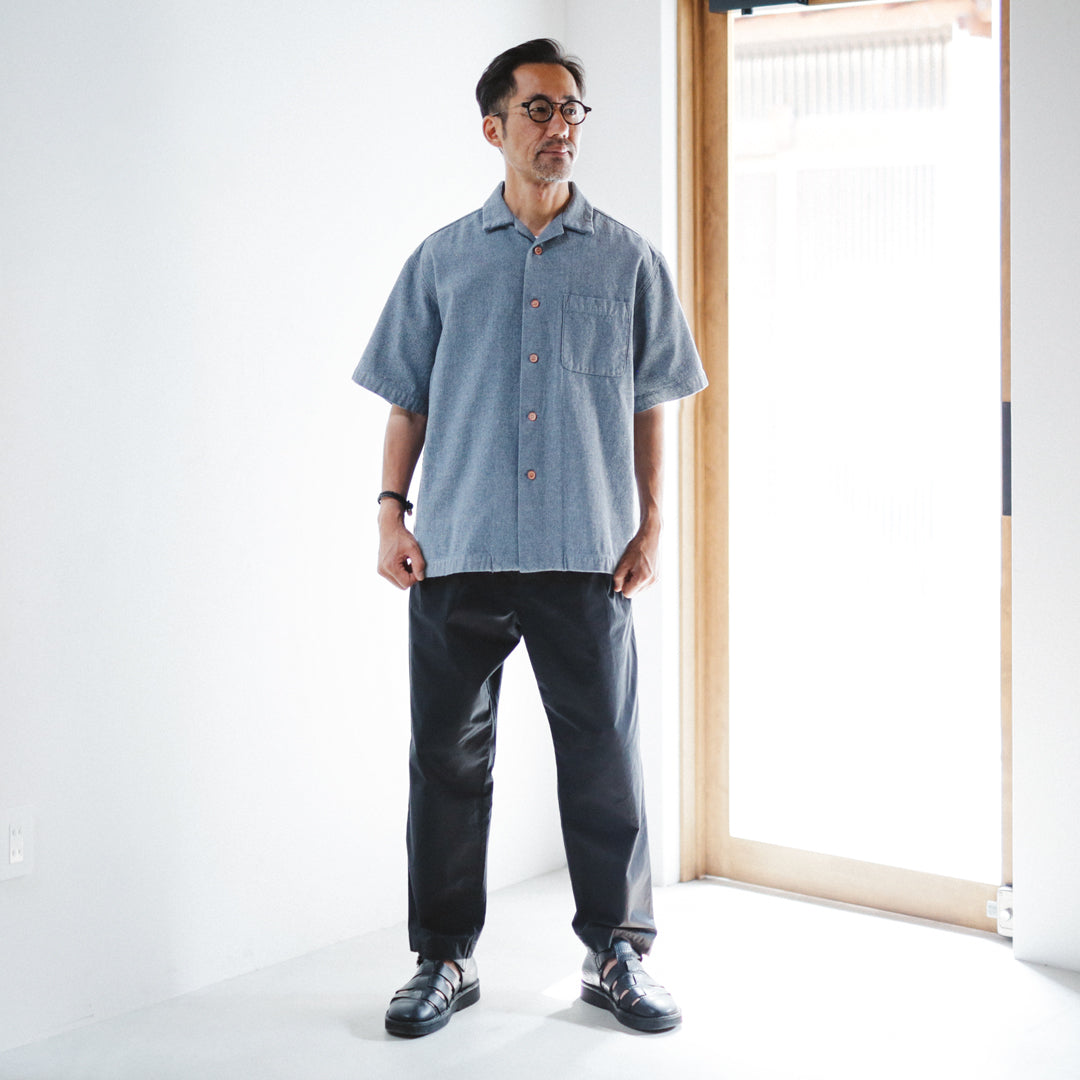 Limited Edition Col. / Back Side Indigo Jacquard Open Collar Shirt
