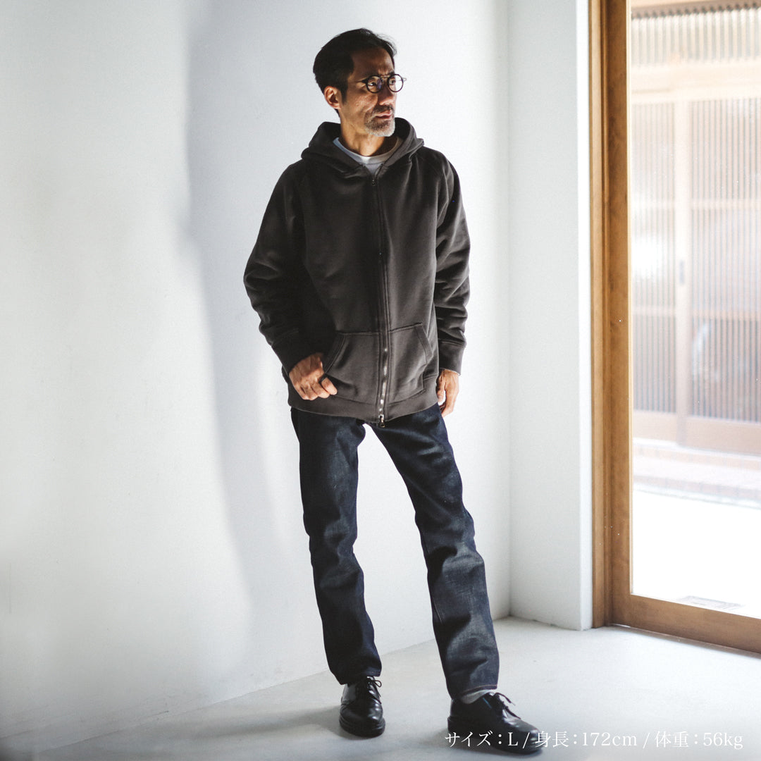 Exclusive Col. / 12oz Wakayama " Tsuri-Ami " W Zip-Up Hoodie / Garment Dye