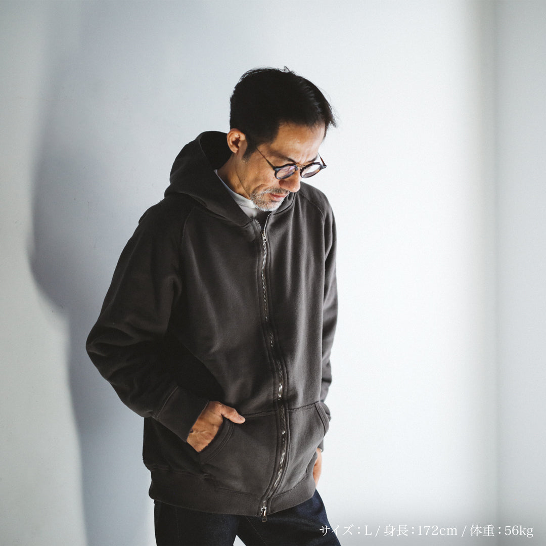 Exclusive Col. / 12oz Wakayama " Tsuri-Ami " W Zip-Up Hoodie / Garment Dye