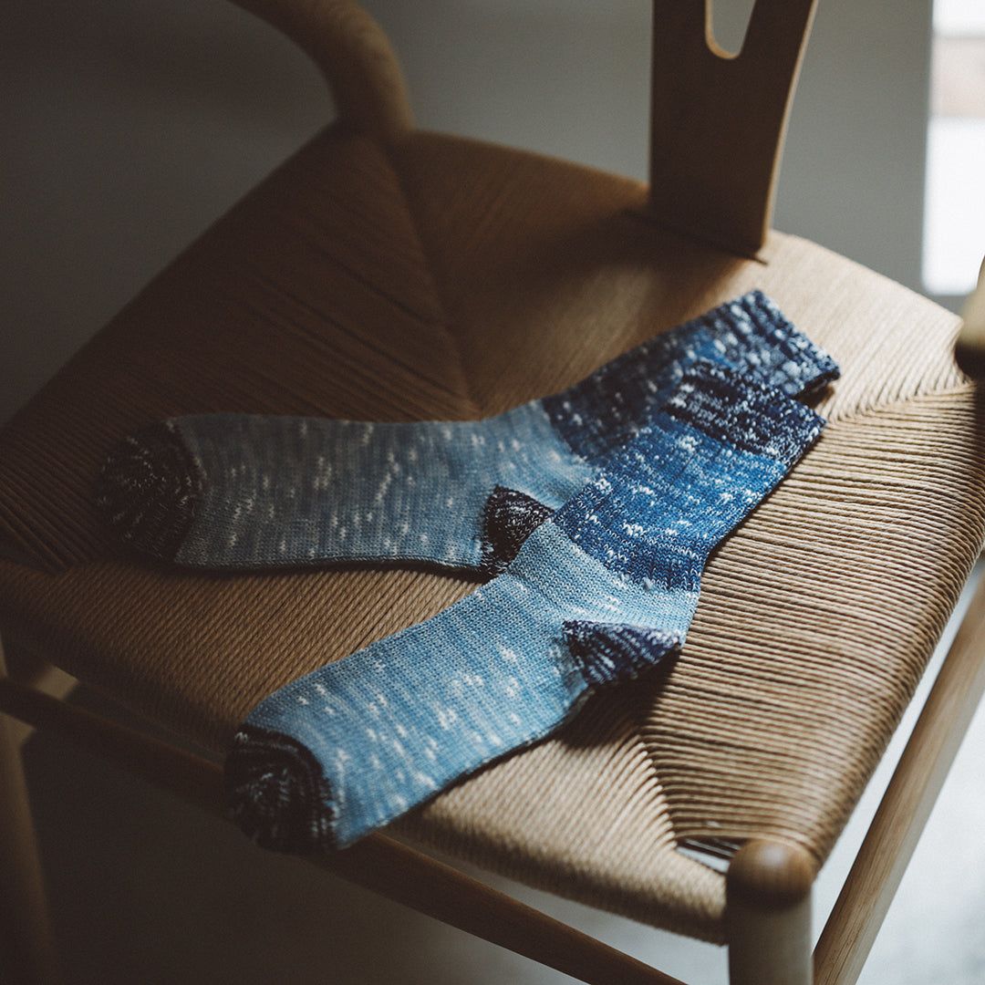 Indigo Dye Col. / Low gauge Socks #01