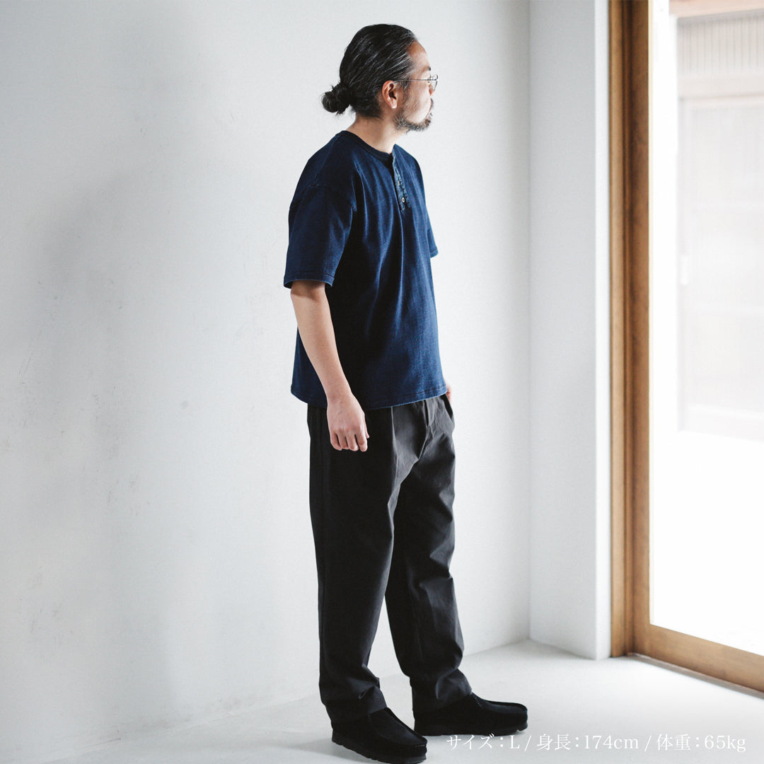 Indigo Dye Col. / 10oz Indigo Henley Neck T-Shirt