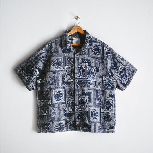Limited Edition Col. / Okayama Indigo " Bandana Jacquard " Open Collar Shirt