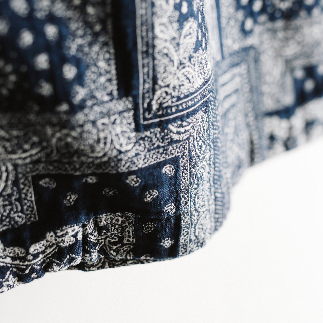 Limited Edition Col. / Okayama Indigo " Bandana Jacquard " Open Collar Shirt