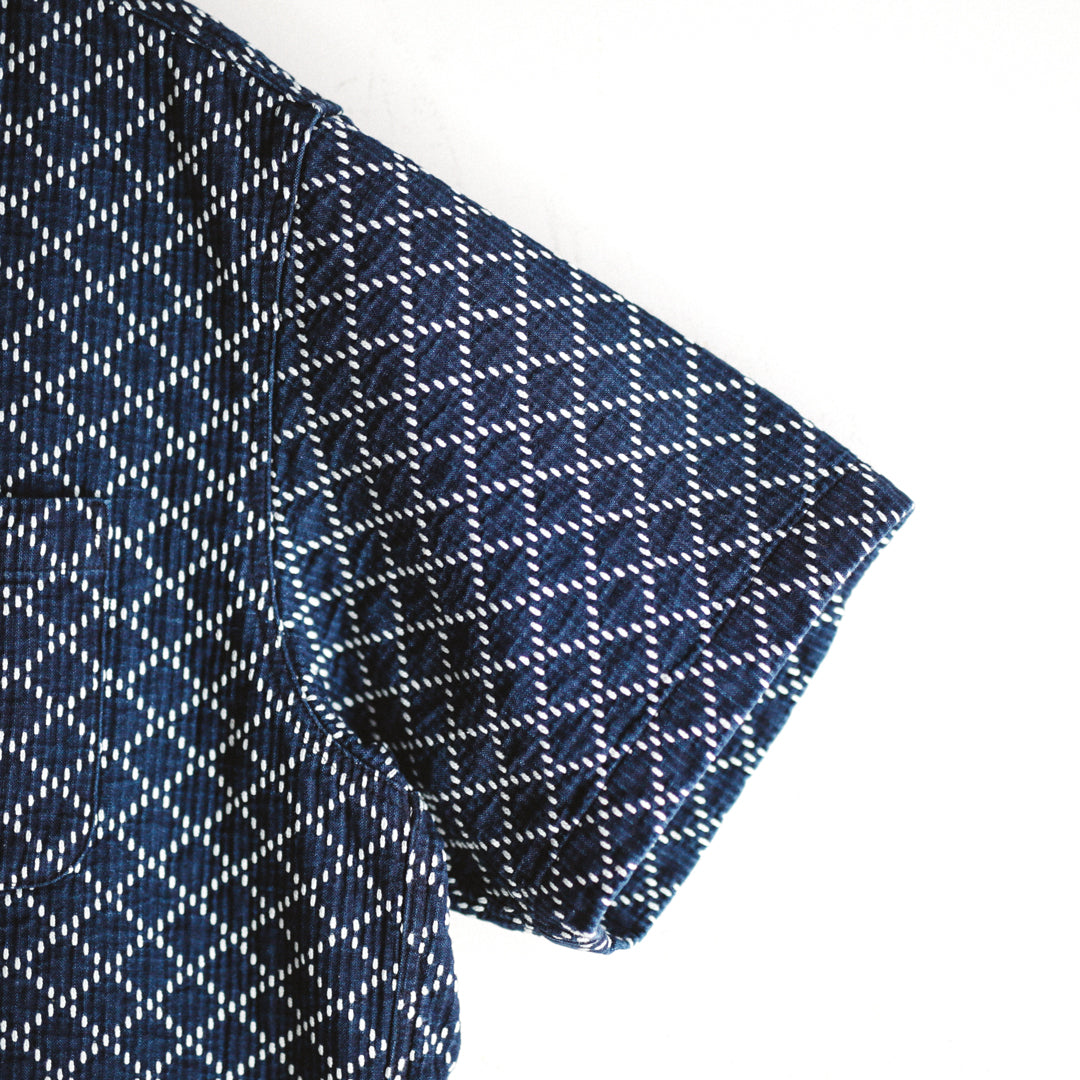 Limited Edition Col. / Sashiko " Hishigata Moyo " Open Collar Shirt