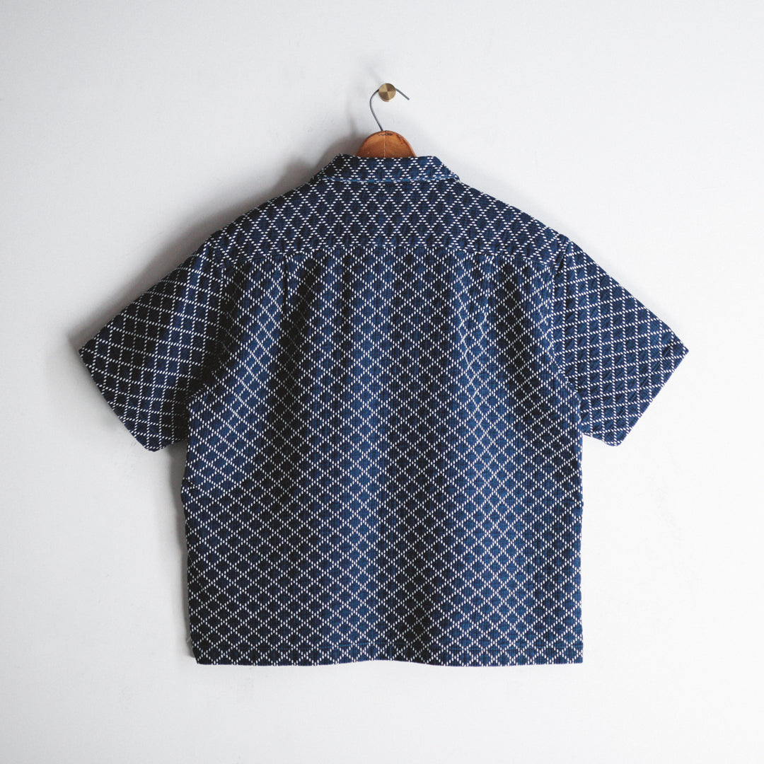Limited Edition Col. / Sashiko " Hishigata Moyo " Open Collar Shirt