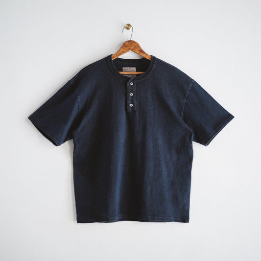 Limited Edition Col. / 10oz " Amami Doro-Zome " Indigo Henley Neck T-Shirt