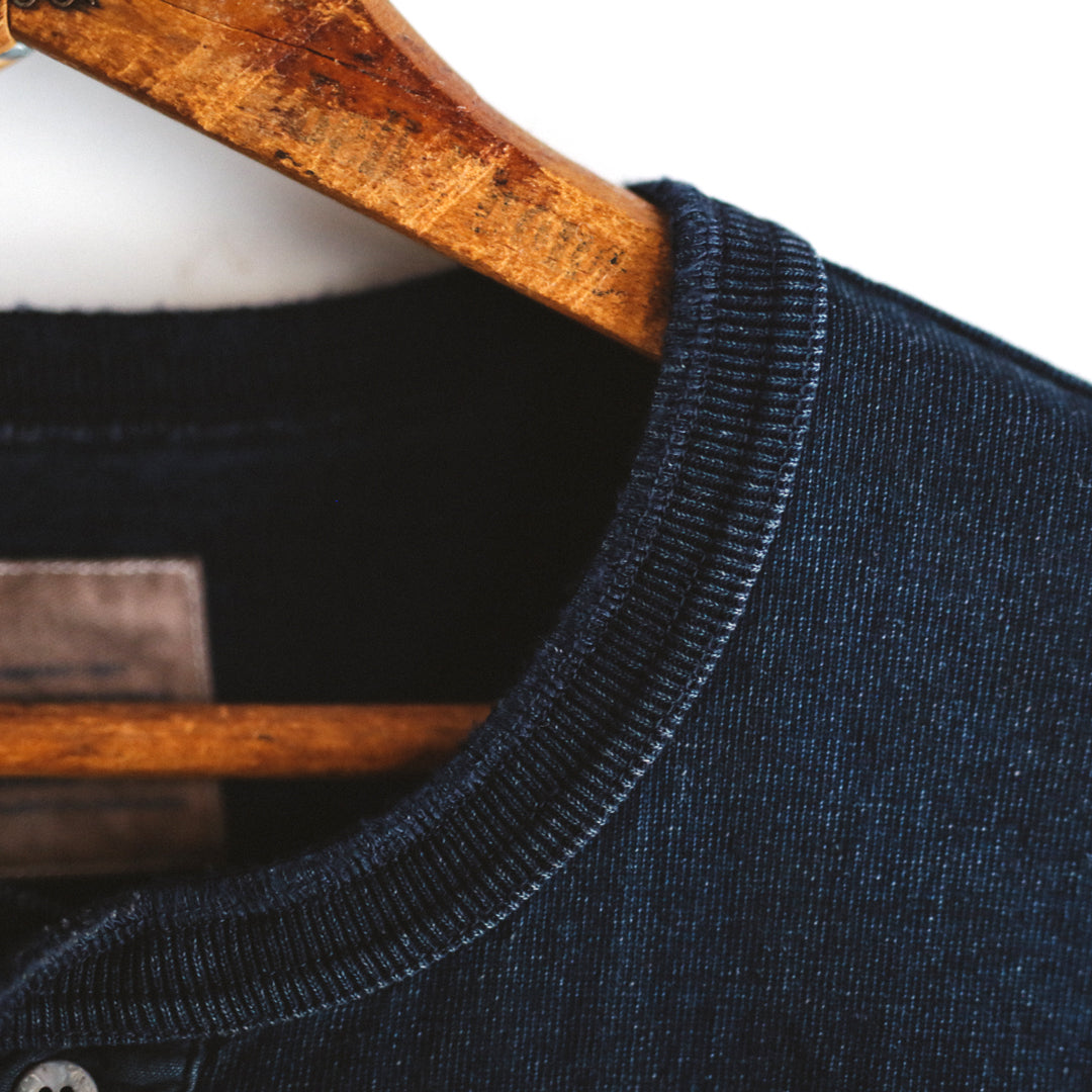 Limited Edition Col. / 10oz " Amami Doro-Zome " Indigo Henley Neck T-Shirt