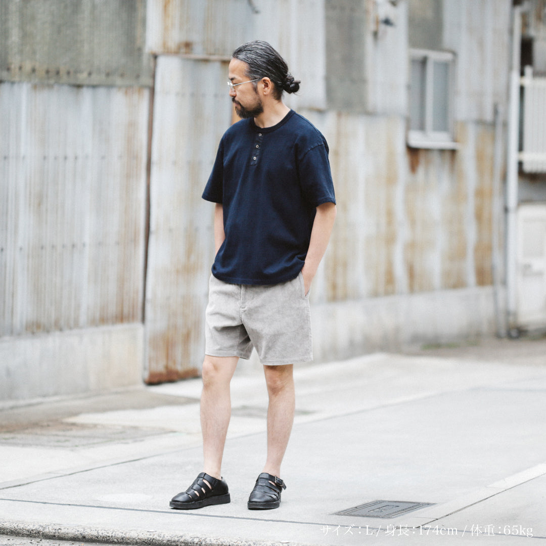 Limited Edition Col. / 10oz " Amami Doro-Zome " Indigo Henley Neck T-Shirt