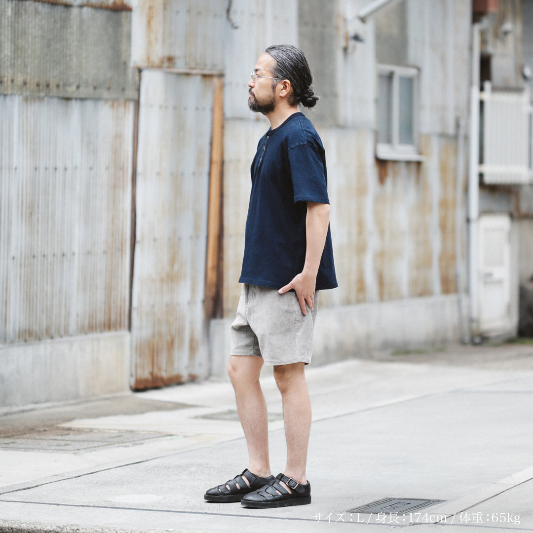Limited Edition Col. / 10oz " Amami Doro-Zome " Indigo Henley Neck T-Shirt
